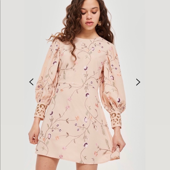 BOGO NWT Topshop Pink Floral Long Sleeve Dress - Picture 3 of 5
